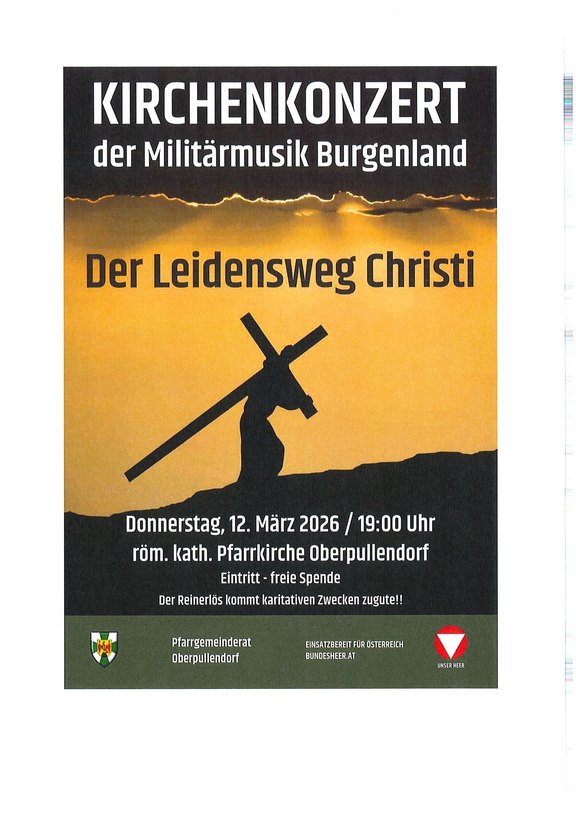 Plakat mit Termin und Details, Silhouette Kreuzträger