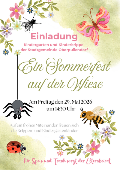 Plakat mit Termin und Details, Abb Blumen, Schmetterlinge und Insekten
