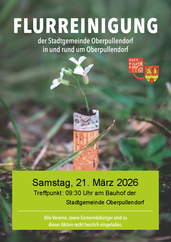 grünes Plakat mit Termin und Details, Abbildung Zigarettenstummel aus der Blume rauswächst