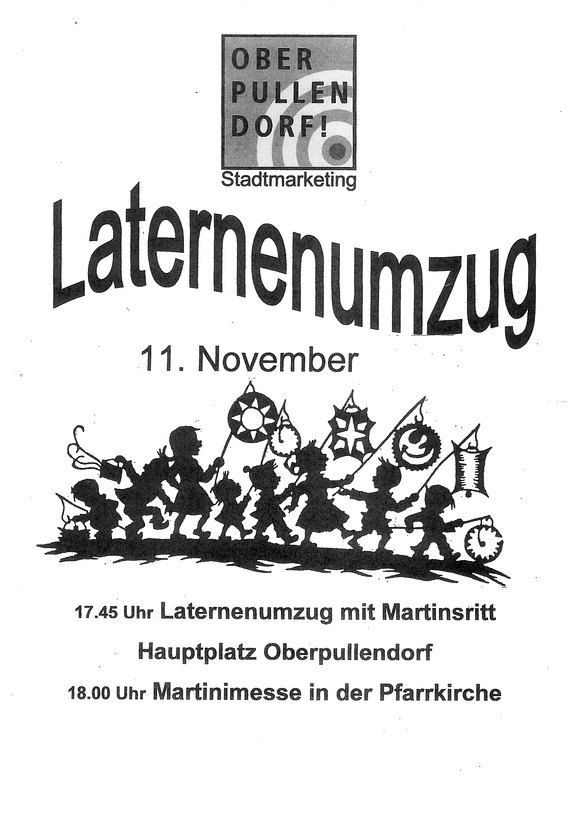 Plakat mit Termin und Details und Kindern mit Laternen
