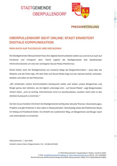 Presseaussendung mit Logo und Details