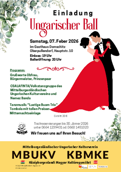 [Translate to Ungarisch:] Plakat mit Termin und Details und tanzendem Paar