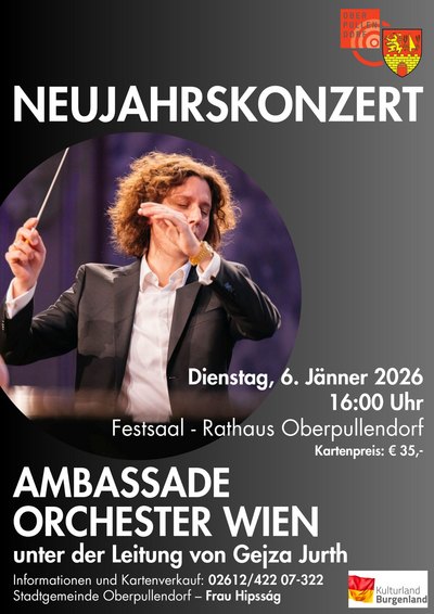 Plakat mit Termin und Details und Abbildung Dirigenten Plakat mit Termin und Details und Abbildung Dirigenten