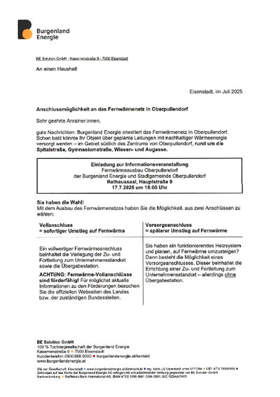 Infoschreiben mit Termin