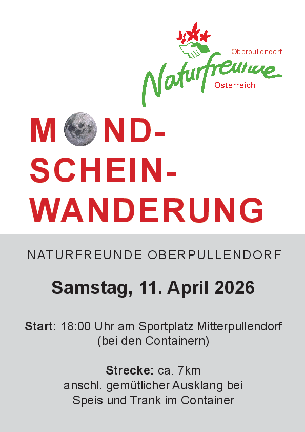 Plakat mit Termin und Details, Abbildung Mond und Logo Naturfreunde