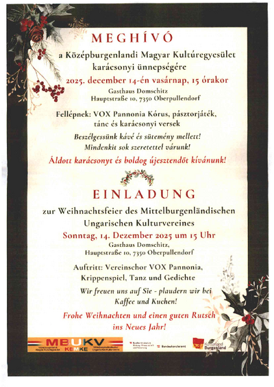 Plakat mit Termin und Details, weihnachtlich illustriert