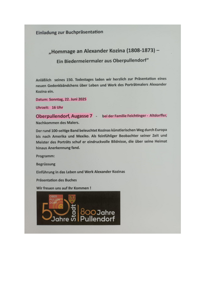 Plakat mit Termin, Details und Bild vom Maler
