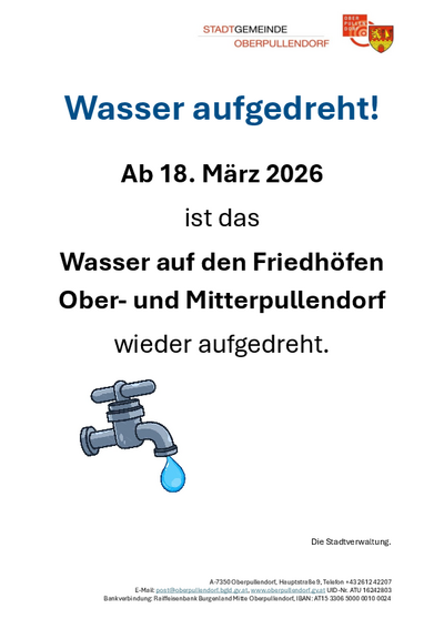 Plakat mit Termin, Abbildung Wasserhahn
