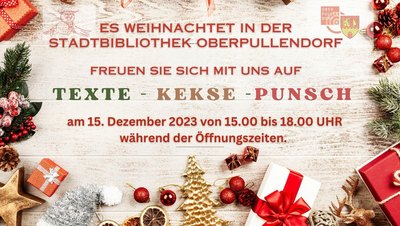 Plakat mit Termin und Weihnachtsdeko