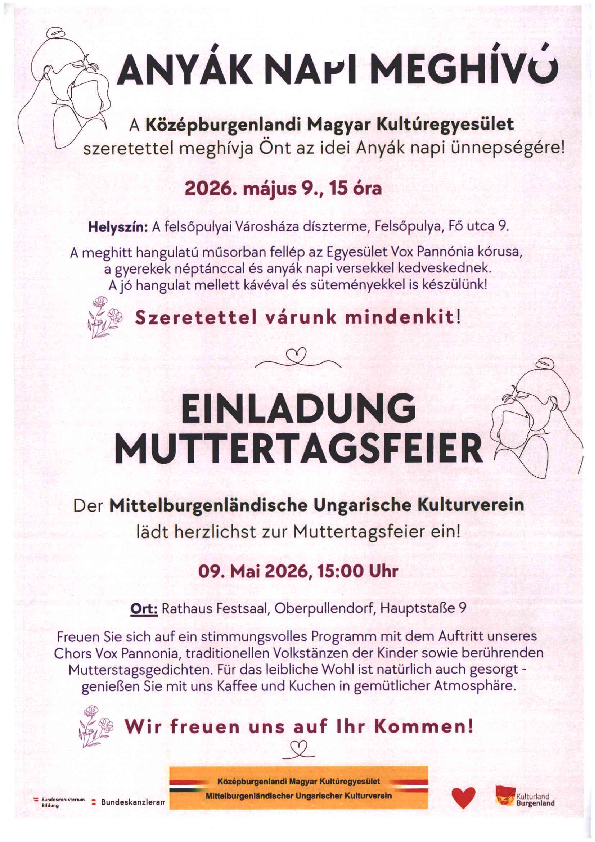 Plakat mit Termin und Details ungar-deutsch