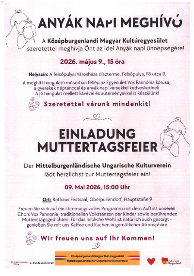 Plakat mit Termin und Details ungar-deutsch