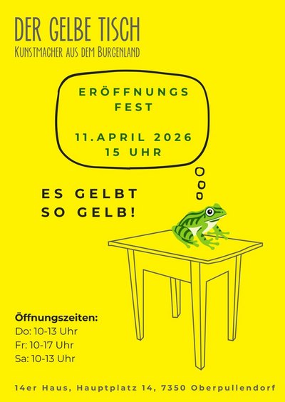 gelbes Plakat mit Termin und Details