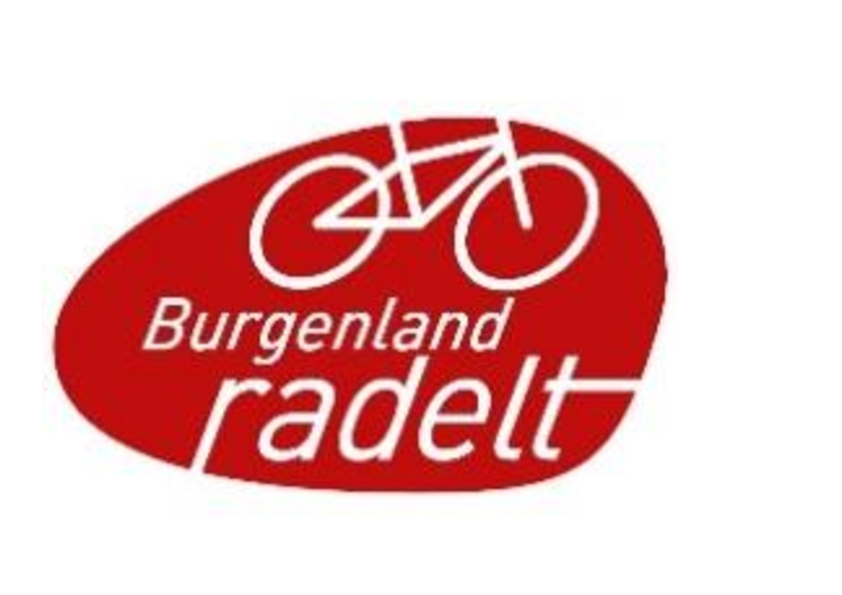 Logo Burgenland radelt Roter Kreis mit weißem Rad und Schrift