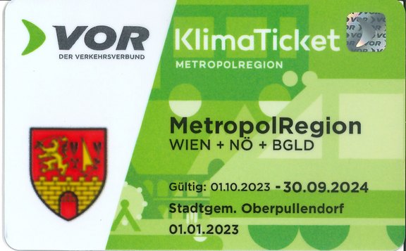 Ansicht Schnupperticket mit Wappen und Zeitraum