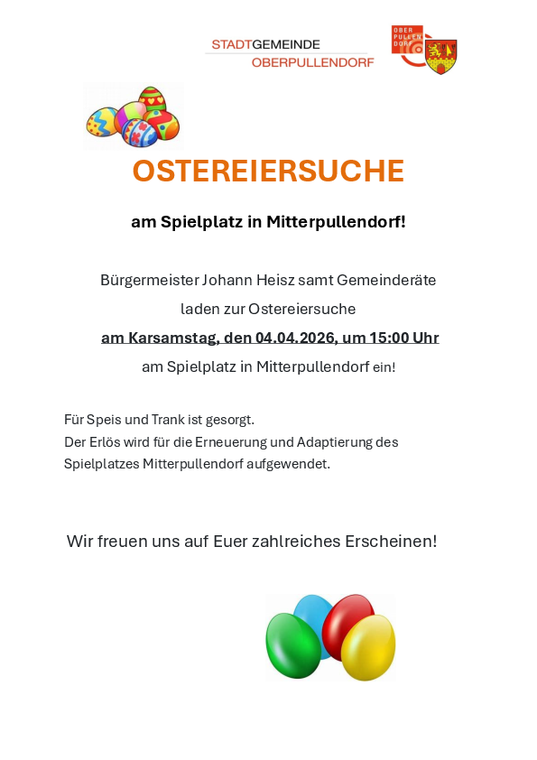 Plakat mit Termin und Details und bunten Ostereiern