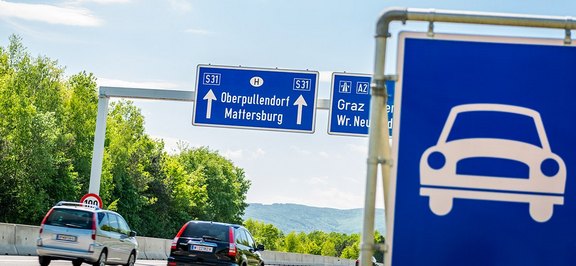 Érkezés Oberpullendorfba az S31-es úton