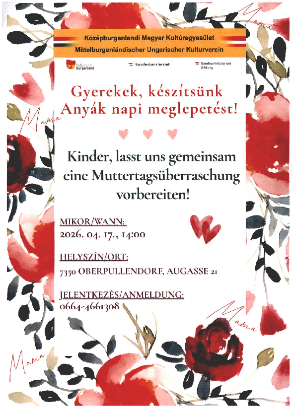 Plakat mit Blumen, Termin und Details