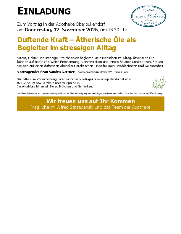 Plakat mit Termin und Details