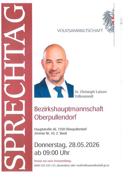 Plakat mit Termin und Details | Bild vom Volksanwalt Plakat mit Termin und Details | Bild vom Volksanwalt