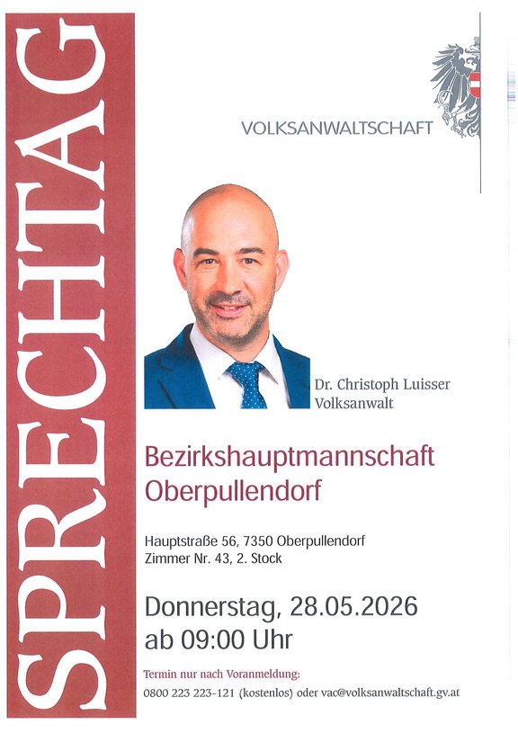 Plakat mit Termin und Details | Bild vom Volksanwalt