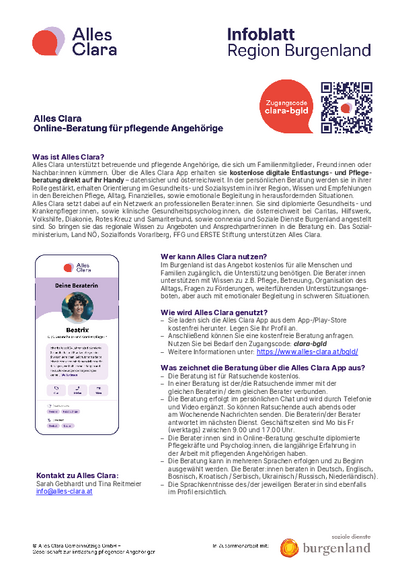 Infoblatt mit Details
