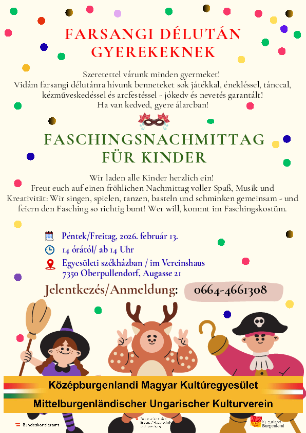 Plakat mit Termin und Details, verkleideten Kindern