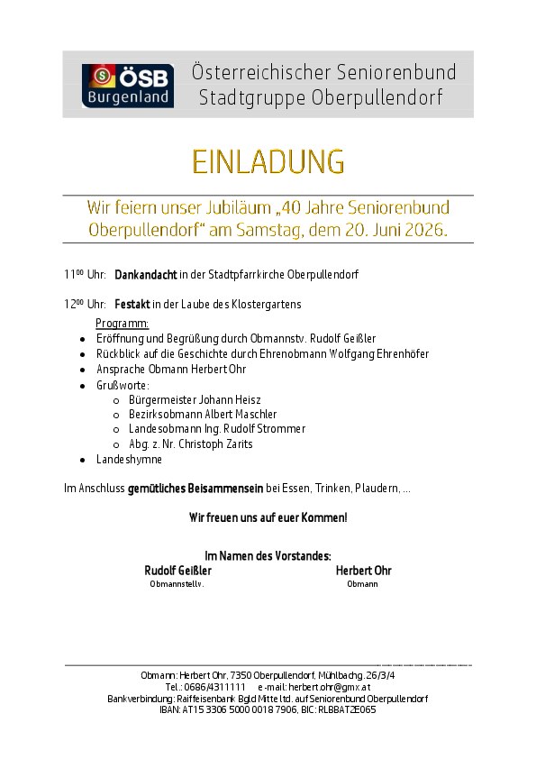 Plakat mit Termin und Programm