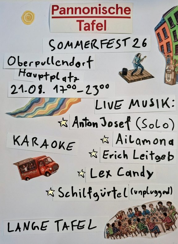 Plakat handschriftlich mit Termin und Details