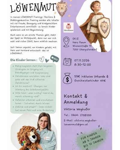 Plakat hellgrün-flieder mit Termin und Details